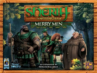 Box art for Merry Men expansion to Sheriff of Nottingham board game.