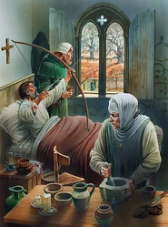 Illustration of The Death of Robin Hood by Peter Dennis from Robin Hood (Myths and Legends) (January 21, 2014) by Neil Smith