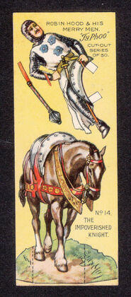 Sir Richard as The Impovershed Kinght from the Typhoo Tea Paper Doll Card series of Robin Hood cutouts from 1928.