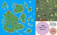 A rough draft of Apocalypse Rising 2's map, with Kin Reimagined and player view distances for comparison.