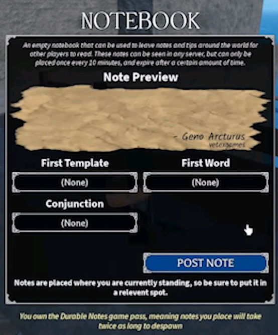 How to place a note in Arcane Odyssey - Try Hard Guides