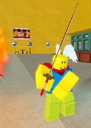 Flintlock pose while holding Saddi