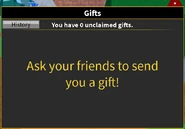 The menu used to receive gifts.