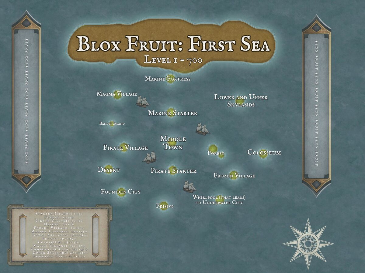 Blox Fruits) First Sea Map Guide! (With Map) 