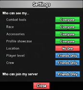Player Profile Settings