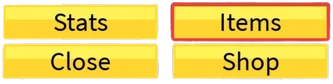 The Items button, which opens the Inventory.