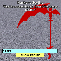 Nacker S Scythe Roblox Craftwars Wikia Fandom - roblox craftwars codes