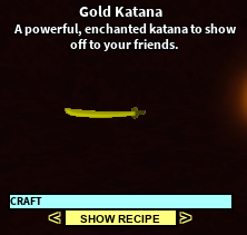 Gold Katana Roblox Exotic Craftwars Wiki Fandom - rainbow katana roblox craftwars