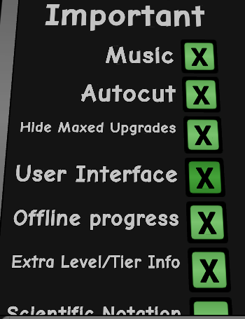 Settings Menu, Roblox Grass Cutting Incremental Wiki