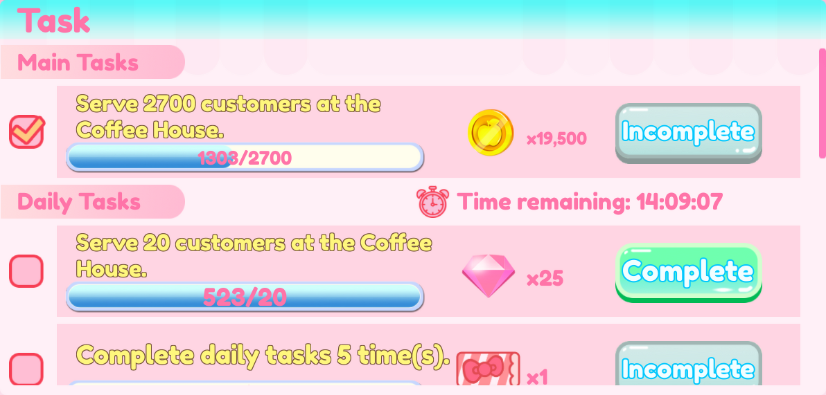 Sign-In Rewards, My Hello Kitty Cafe Wiki