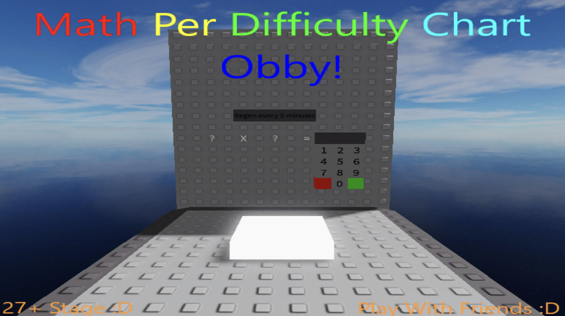 Math Per Difficulty Chart Obby! Roblox Obby Games Wiki Fandom