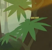 Scroll standing on a tree.