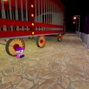 Behind the cage in carnival that doesn't contain foxy.
