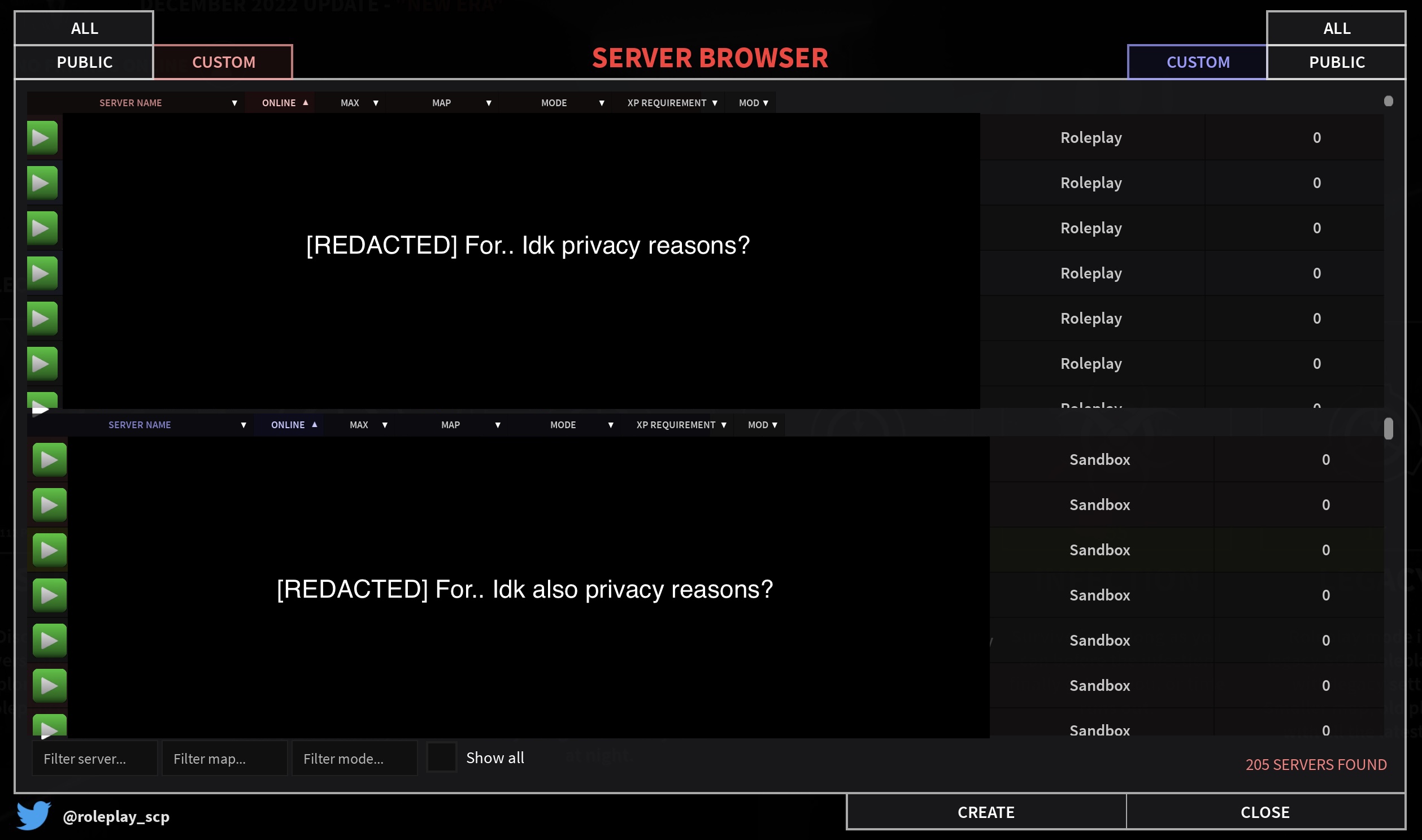 Server Browser, SCP: Roleplay Wiki