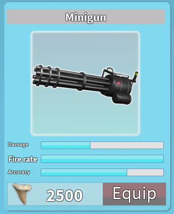 Minigun Roblox Shark Bite Wiki Fandom - minigun sound effect roblox id