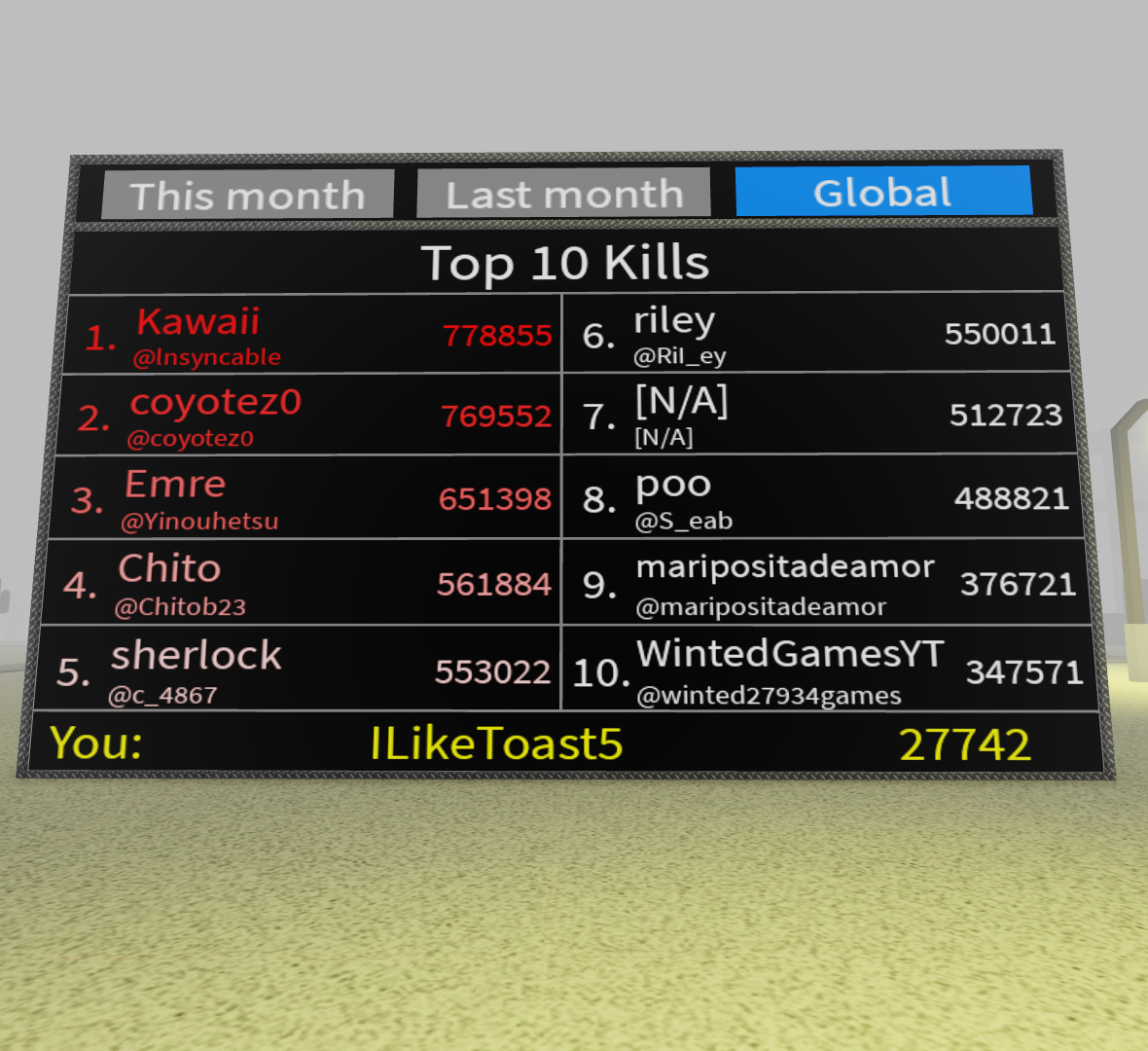 Leaderboard, Roblox Wiki