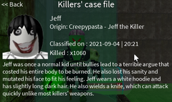 Jeff, ROBLOX Survive and Kill the Killers in Area 51 Wiki