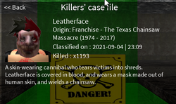 Leatherface, ROBLOX Survive and Kill the Killers in Area 51 Wiki, Fandom