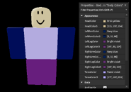 Jacob's colors as seen in Roblox Studio's color properties, ripped straight from the CDArchive OFFICIAL Model Pack.[2]
