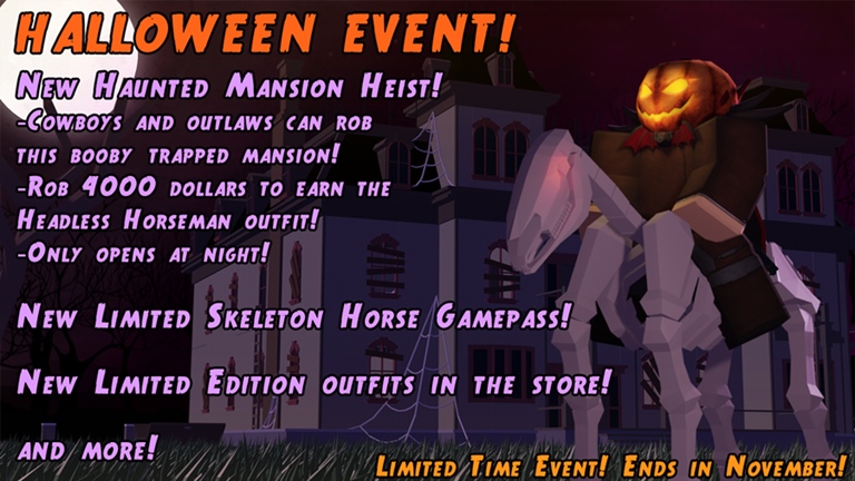 The Headless Horseman Westbound Roblox Wiki Fandom - headless horseman roblox wiki