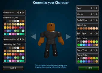 Character Creation Roblox World Of Magic Wiki Fandom - how to change color of skin in roblox