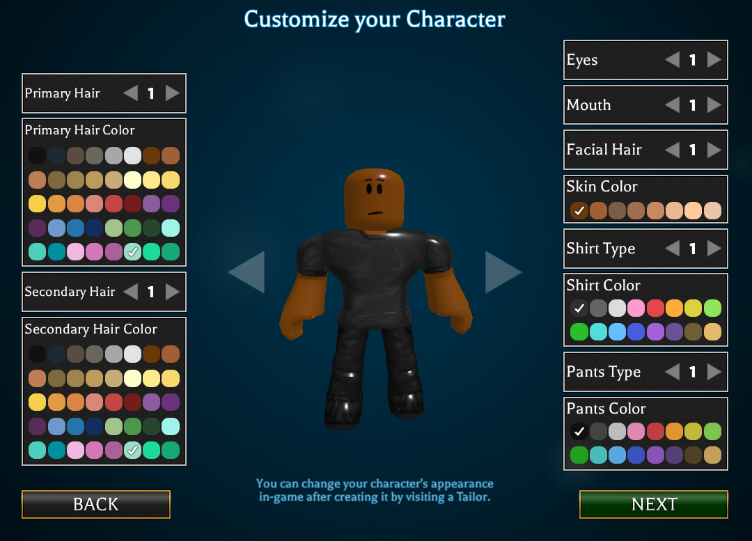 Character Creation Roblox World Of Magic Wiki Fandom - how to change roblox avatar color