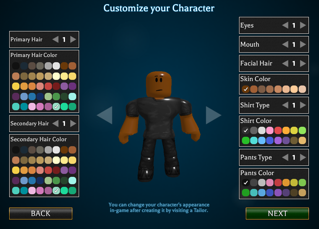 Character Creation Roblox World Of Magic Wiki Fandom - how to change color in roblox studio