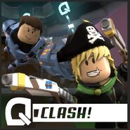 The game's original front page icon featuring Cyborg, a man in an armored suit and Shiela, a traditional pirate wielding with 2 guns.