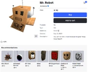 The item page layout as of February 5, 2026, showing Mr. Robot.