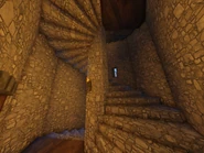A spiraling staircase.