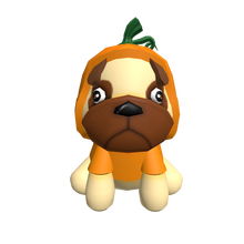 Halloween pug with pumpkin hoodie