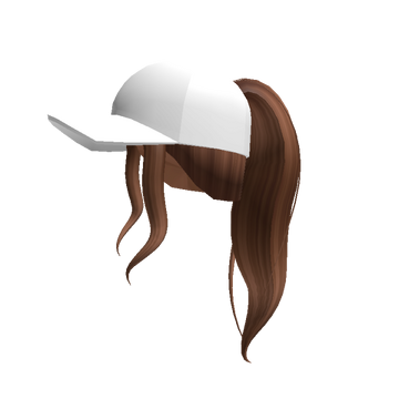White Winter Hat Dark Brown Long Straight Hair - Roblox