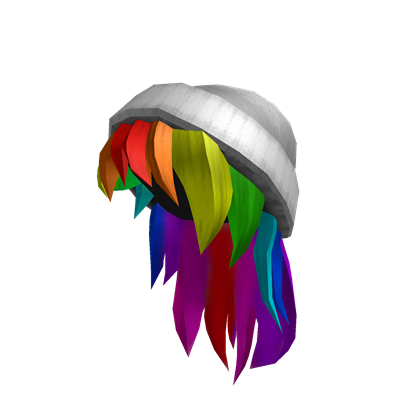 Catalog White Beanie With Rainbow Hair Roblox Wikia Fandom - roblox hathair codes