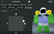 The avatar editor of the Roblox sitetest3 client.