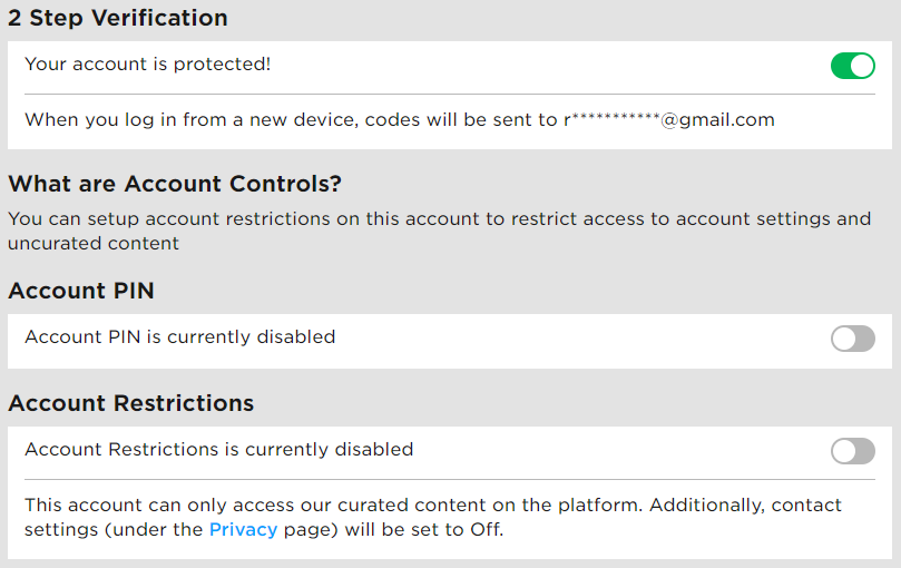 My Account Roblox Wiki Fandom - roblox how to remove account pin