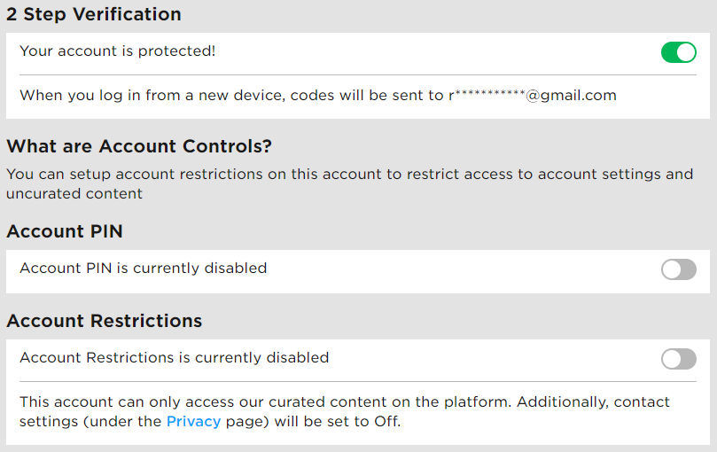 My Account Roblox Wiki Fandom - how to turn off account restrictions on roblox