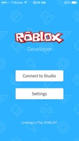 The main menu of the Roblox Developer app on iOS