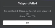 Error Code 773