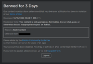 3 Day Ban for Adult Content (new interface)