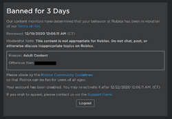 Ban Roblox Wiki Fandom - roblox banned accounts website