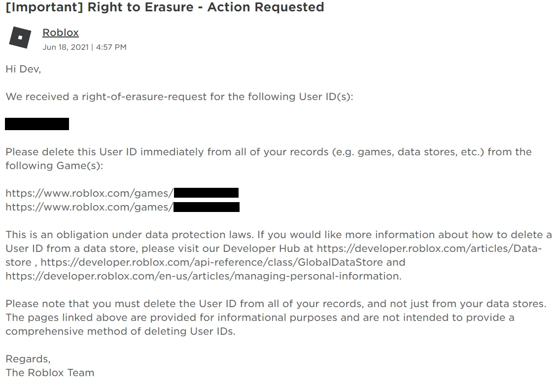 Important] Right to Erasure - Action Requested - Scripting Support -  Developer Forum