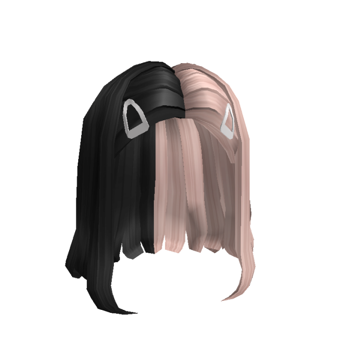 Short Split Blonde Black Hair With Clips Roblox Wiki Fandom - black hair with bangs roblox