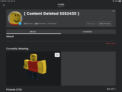 Content Deletion Roblox Wiki Fandom - content deleted roblox profile
