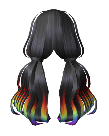 Catalog Dream Girl Low Pigtails Black N Rainbow Roblox Wikia Fandom - avatar transparent roblox girl free roblox hair