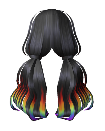 Catalog Dream Girl Low Pigtails Black N Rainbow Roblox Wikia Fandom - real girl real roblox hair free