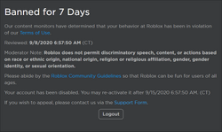 Ban Roblox Wiki Fandom - 30 year roblox banned screen