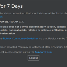 Ban Roblox Wikia Fandom - roblox how to logout from an deletedbanned account