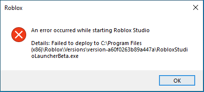 I received this error when I tried re-installijg the RobloxPlayer