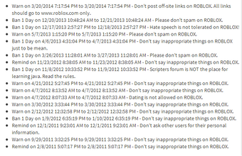 Moderation History Roblox Wikia Fandom - roblox rules of conduct