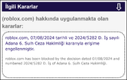 Description of Roblox Turkey ban